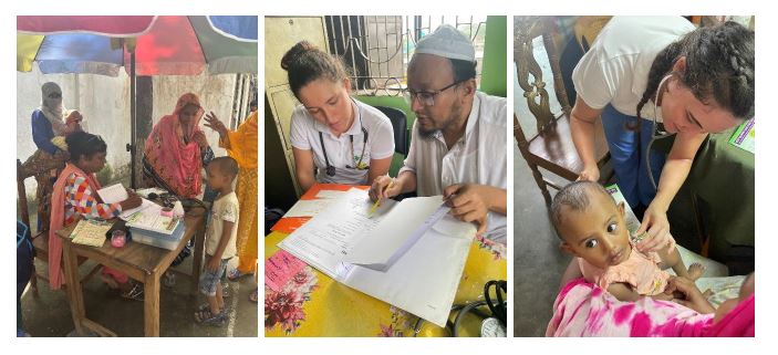 Bild 1: Patientenadministration in Khilgaon durch Pushpa, Bild 2: Im Gespräch mit Dr. Mokhles in Gandaria, Bild 3: Junge Patientin in Khilgaon